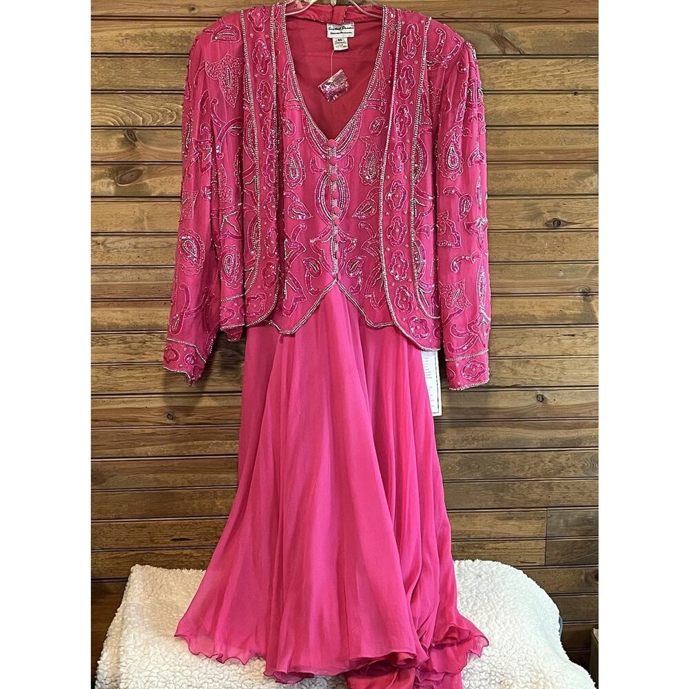 Beaded Drama Special Occasion Pink Jacket And Halter Dress Size Small Evening